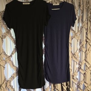 NIRVANA Black and Blue Ruched Short Sleeve Tees